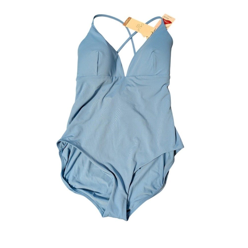 CALIA Womens Triangle Strappy Back One Piece Swimsuit Blue 16 (MSRP $88) - CALIA